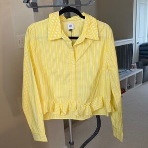 CAbi Flirt Shirt - Yellow Striped Women's Top
